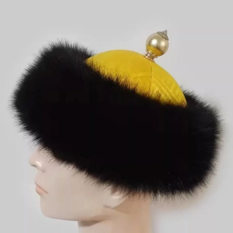 Emperor Hat Warm Chinese Ancient Qing Dynasty Men Fur Cap