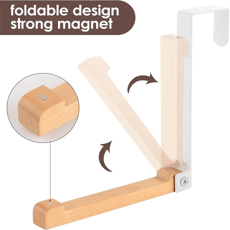Foldable Wood Over The Door Hooks Wooden Foldable Coat Hooks, Over Door Hooks For Hanging Towels, Clothes, Wreath And Bag
