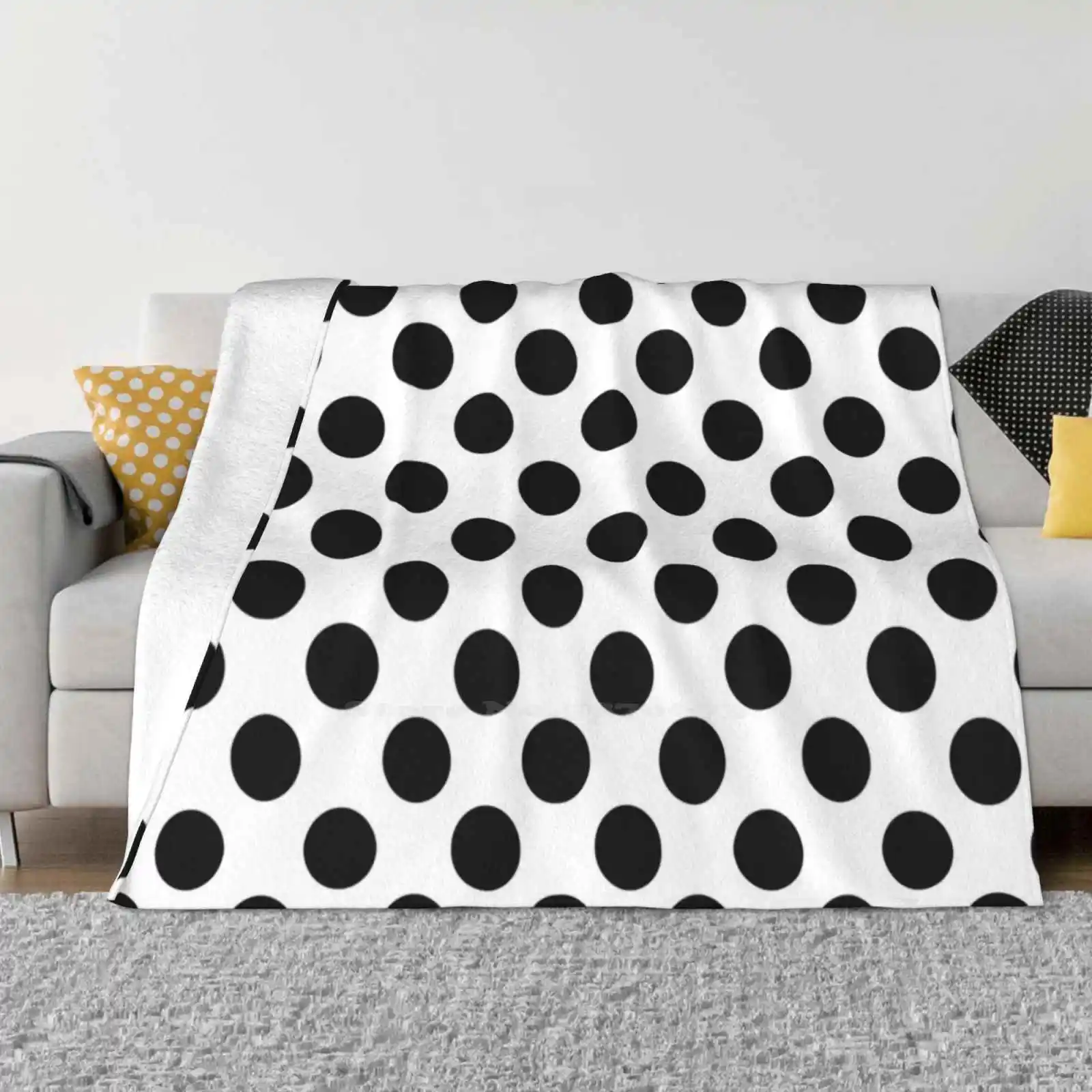 Black Polka Dot Top Quality Comfortable Bed Sofa Soft Blanket Black Polka Dot Polka Polka Dots Spots Spherical Pattern Spheres