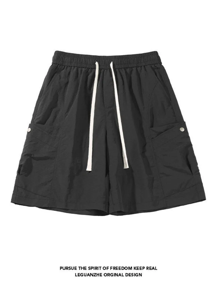 

Мужские летние спортивные брюки свободного кроя больших размеров, быстросохнущие, однотонные, длиной 5 дюймов, для активного отдыха, дышащие, легкие, рабочие