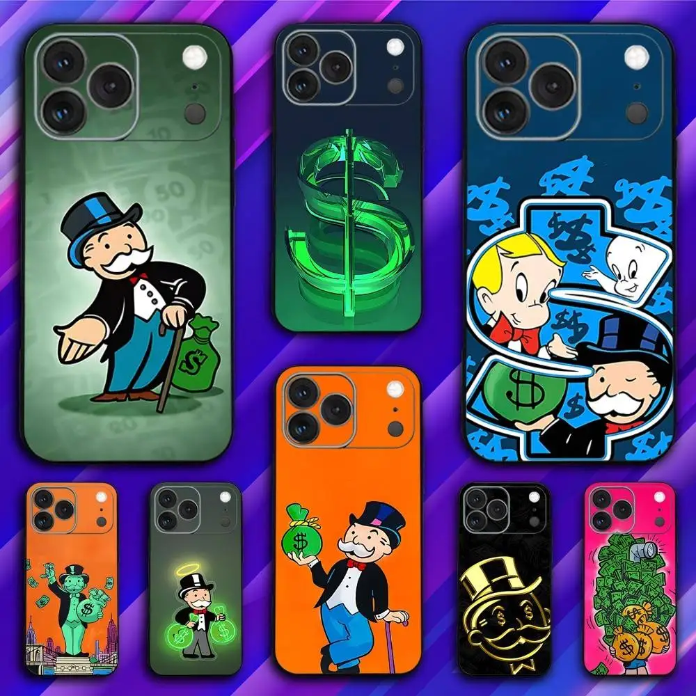 

A-Alec Art Monopoly Phone Case For iPhone 17,16,15,14,13,12,11,Pro,Max,Plus,X,XS,SE4,E,Mini,Soft Black Case