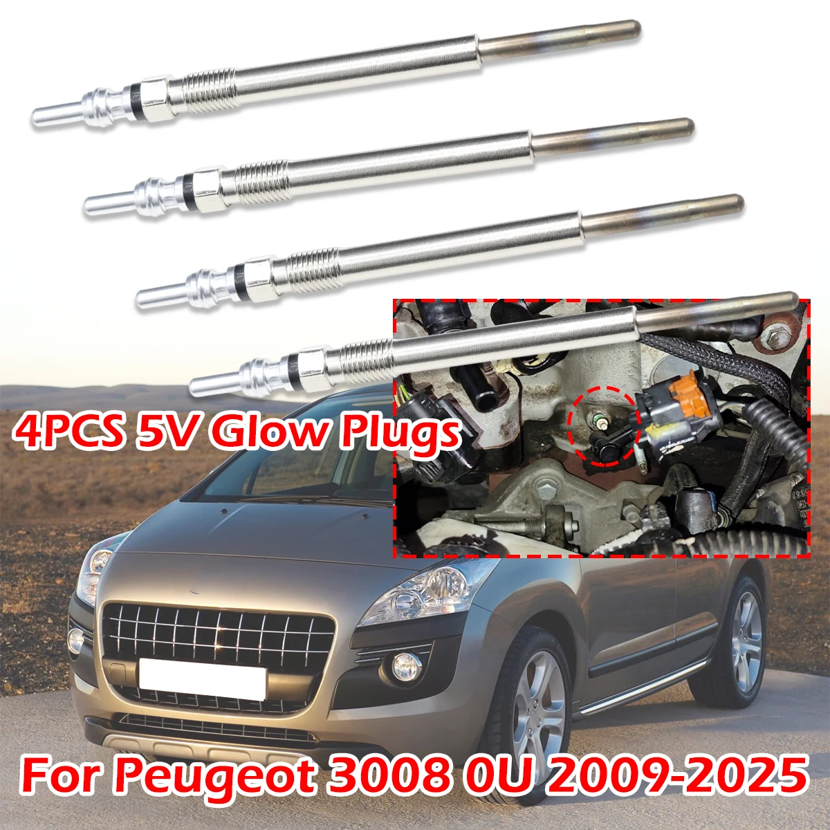 

4pcs/kit 5V Diesel Heater Nickel Plating Glow Plugs accessories Car Replacement Parts For Peugeot 3008 0U 2009-2025 5008 Boxer