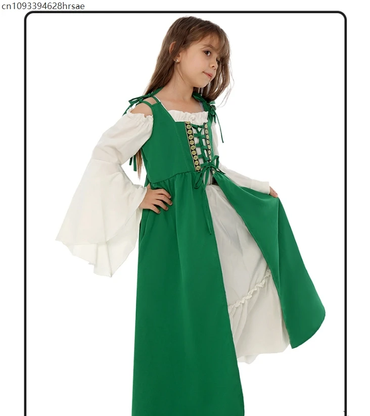 

2 Pcs Set Halloween Chirstmas Cosplay Girls Medieval Renaissance Costumes Suit Dress Victorian Princess Steampunk Long Dress