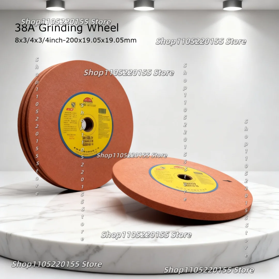 8*3/4*3/4inch 38A White Corundum+iron Oxide Flat Grinding Wheel 200*19.05*19.05 for Carbon Steel High-speed Steel Sharpening