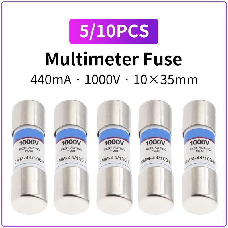 5/10 SZT. Bezpiecznik DMM 440mA 1000V 10×35mm Bezpiecznik ceramiczny DMM-44/100-R Bezpiecznik do multimetru