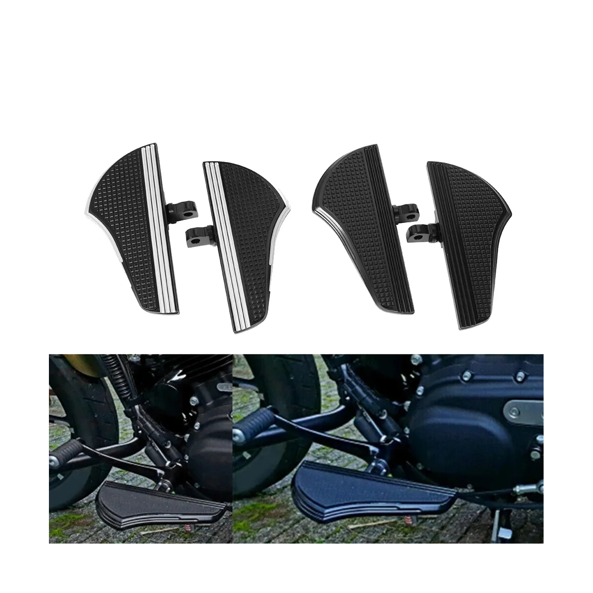 Front and Rear Footrests Motorcycle Accessories for Harley XL 883 XL1200 X48 72, Black