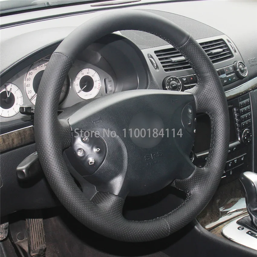 

Hand-Sewn PU Carbon Fiber Leather Car Steering Wheel Cover for Mercedes-Benz W210 E240 E63 E320 E280 2002-05 Interior Accessory