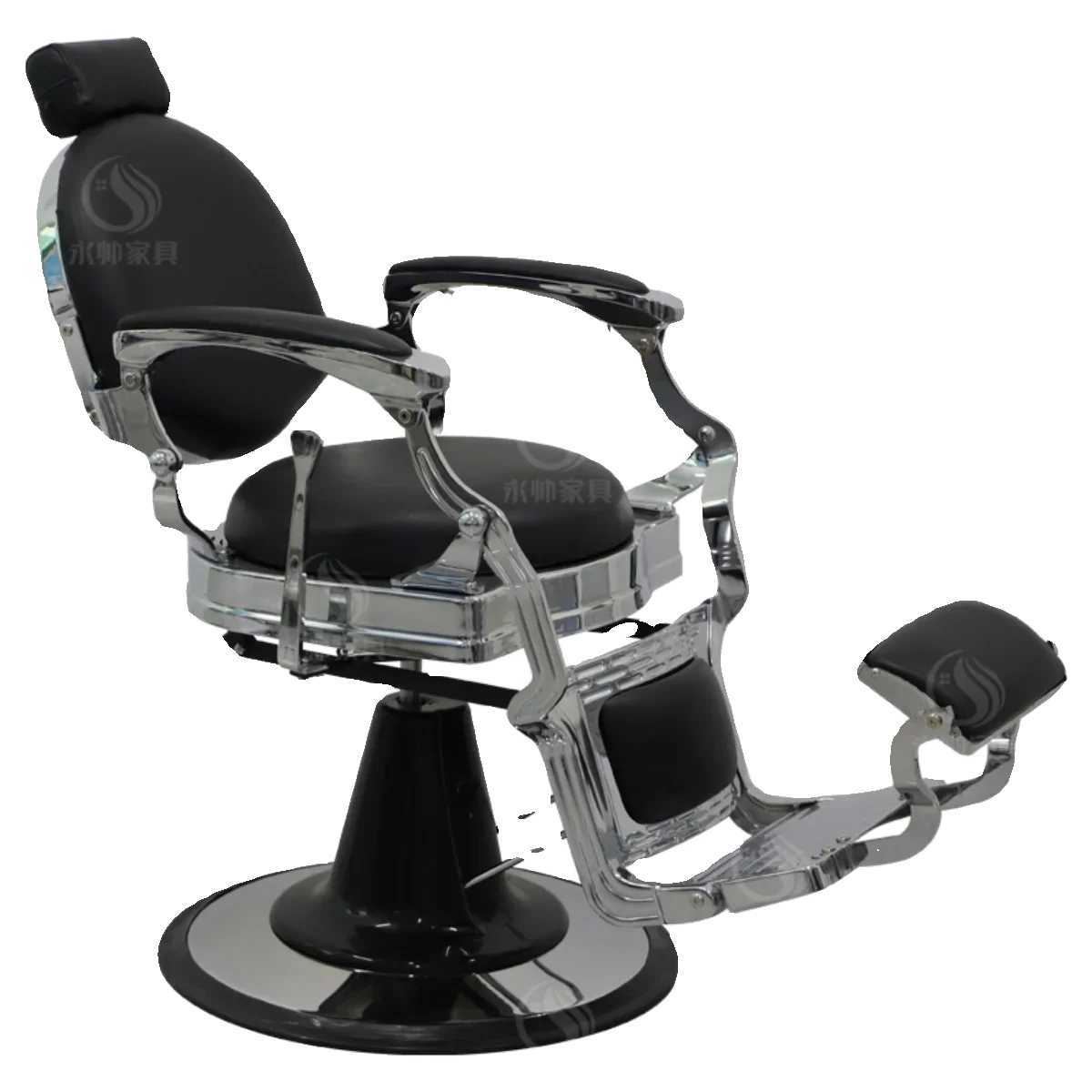 High-end men's oil head retro hair chair reclining lift shaving chair