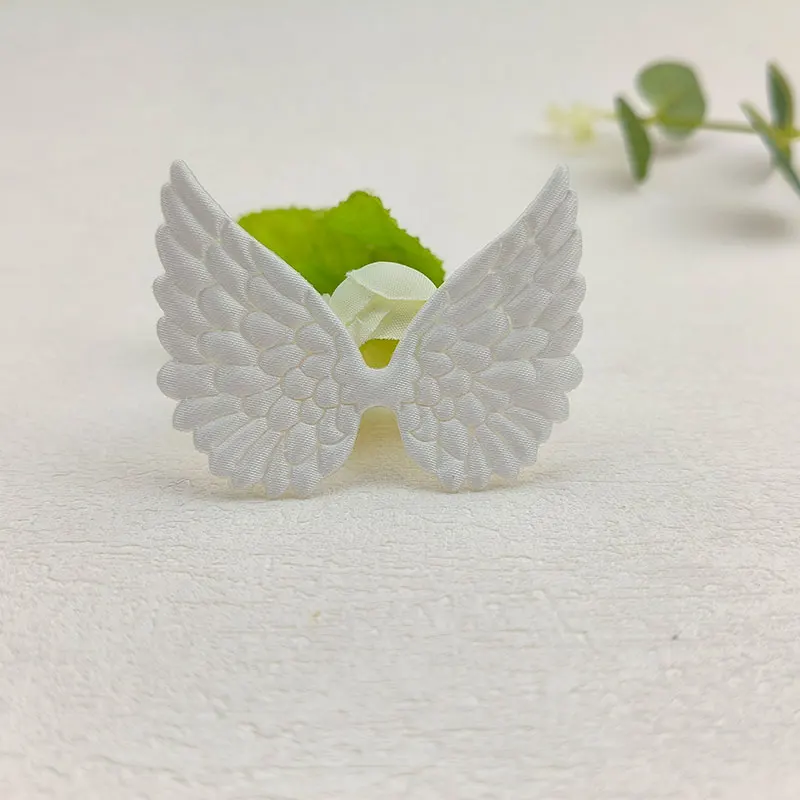 40 Stück Weiße Satin-Engelsflügel-Aufnäher Geprägte Stoffapplikationen für DIY-Bastelarbeiten und Dekoration – Detail 7