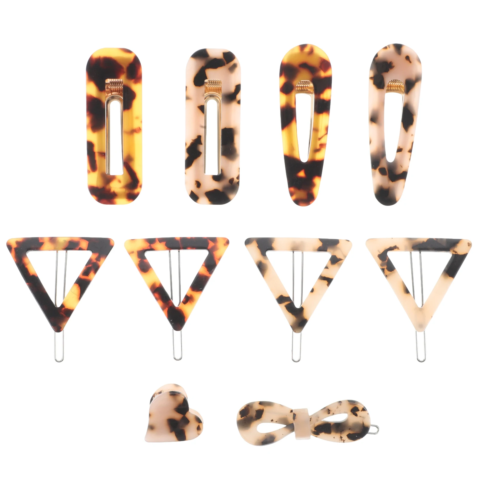 

10 Pcs Tortoiseshell Hair Clip Leopard Clips Girls Hollow Geometry Hairpins Barrettes