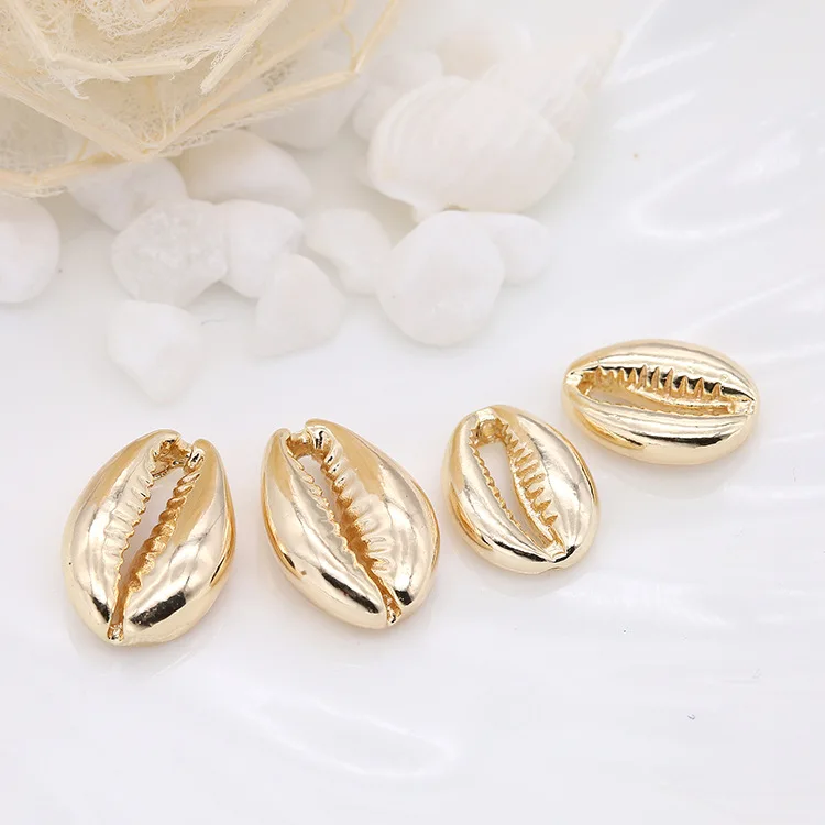 4PCS 14*10MM / 17.3*11.6MM 14K Gold Color Plated Brass Conch Seashells Charms Pendants High Quality Diy Jewelry Accessories