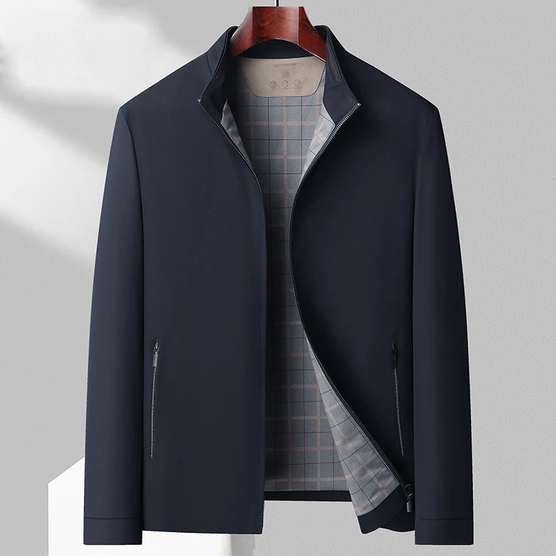 Standing Collar Jacket Men's Spring and Autumn New Leadership Cadres Middle-aged and Elderly Business Casual Jacket