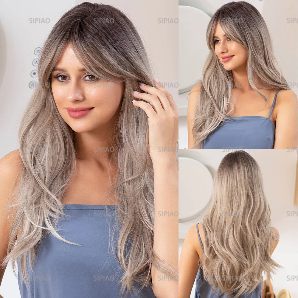 

Hot-selling European and American wigs, eight-character bangs, women's long hair, fluffy, fashionable makeup, big waves, long cu