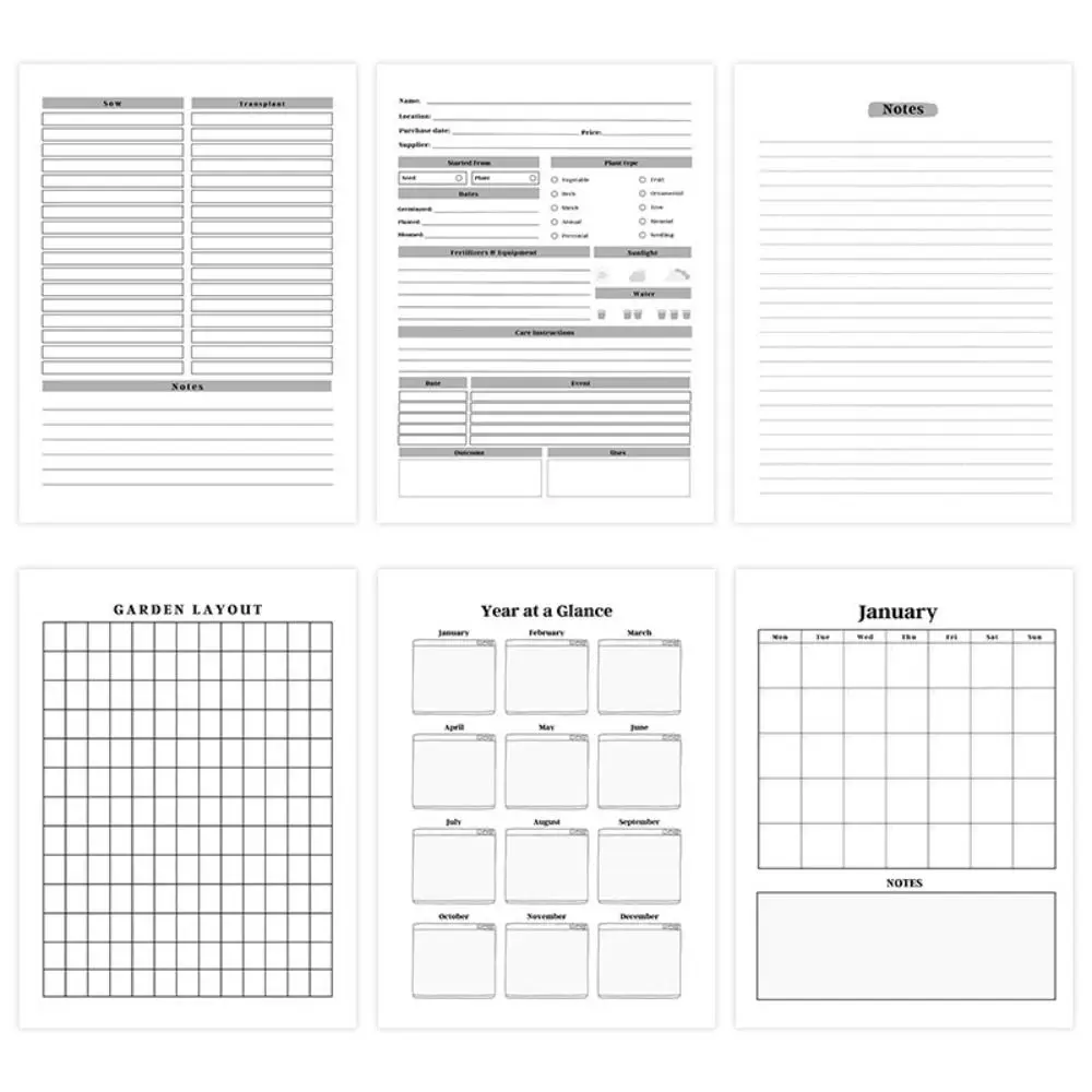Kolorowy Planer Pielęgnacji Roślin i Podlewania, Wydajny Papierowy Planer Ogrodu Kwiatowego, Kreskówkowa Lista Kontrolna Pielęgnacji Roślin dla Domowych Ogrodniczy