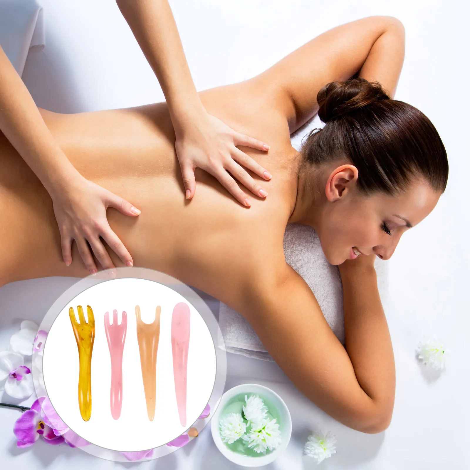 

4pcs Gua Sha Scraping Board Massage Tool For Pain Relief Skincare Smooth Therapy Set Traditional Chinese Medicine Design