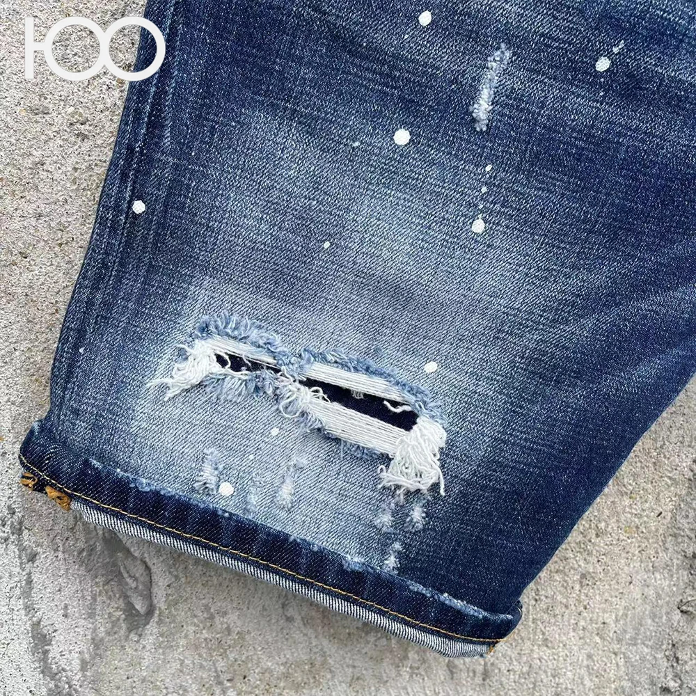 D327 Chareiharper 100 جينز رجالي بقصة ضيقة شورت جينز أسود للرجال مقاس كبير 5 سروال خمسة أرباع سروال متوسط سروال حصان جينز