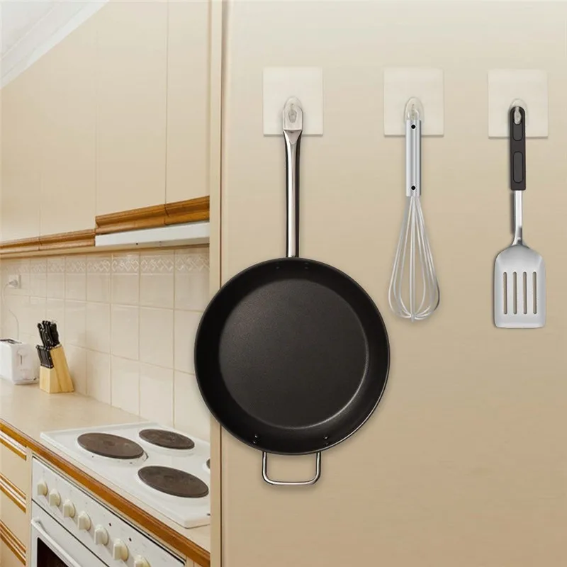 

Transparent Plastic Wall Hooks Hangers Self Adhesive Door Wall Hangers Hooks Heavy Load Rack for Kitchen Bathroom Accessories