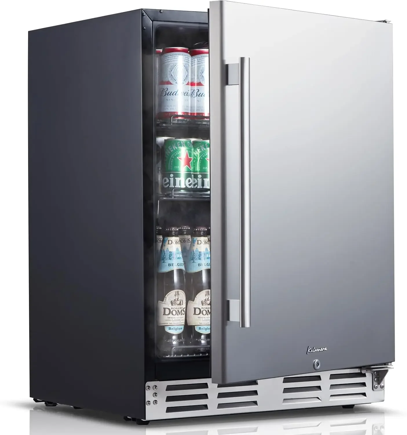 24 inch Stainless Steel Beverage Refrigerator, Under Counter Beverage Cooler for 154 Cans with 32-41℉ Temperature Range - Soda