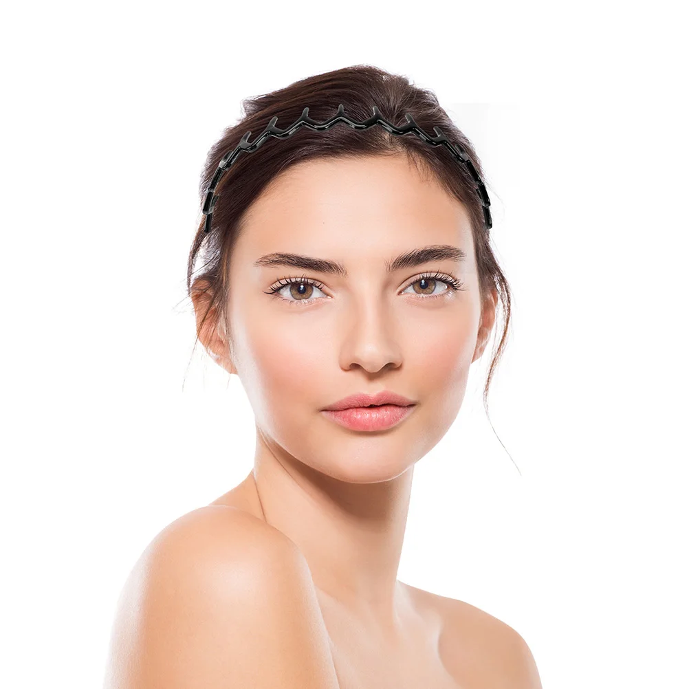 

3Pcs Non-Slip Wavy Toothed Headbands for Men Women Sports Stylish Design Exquisite Gift Elastic Resin Toothed Headband