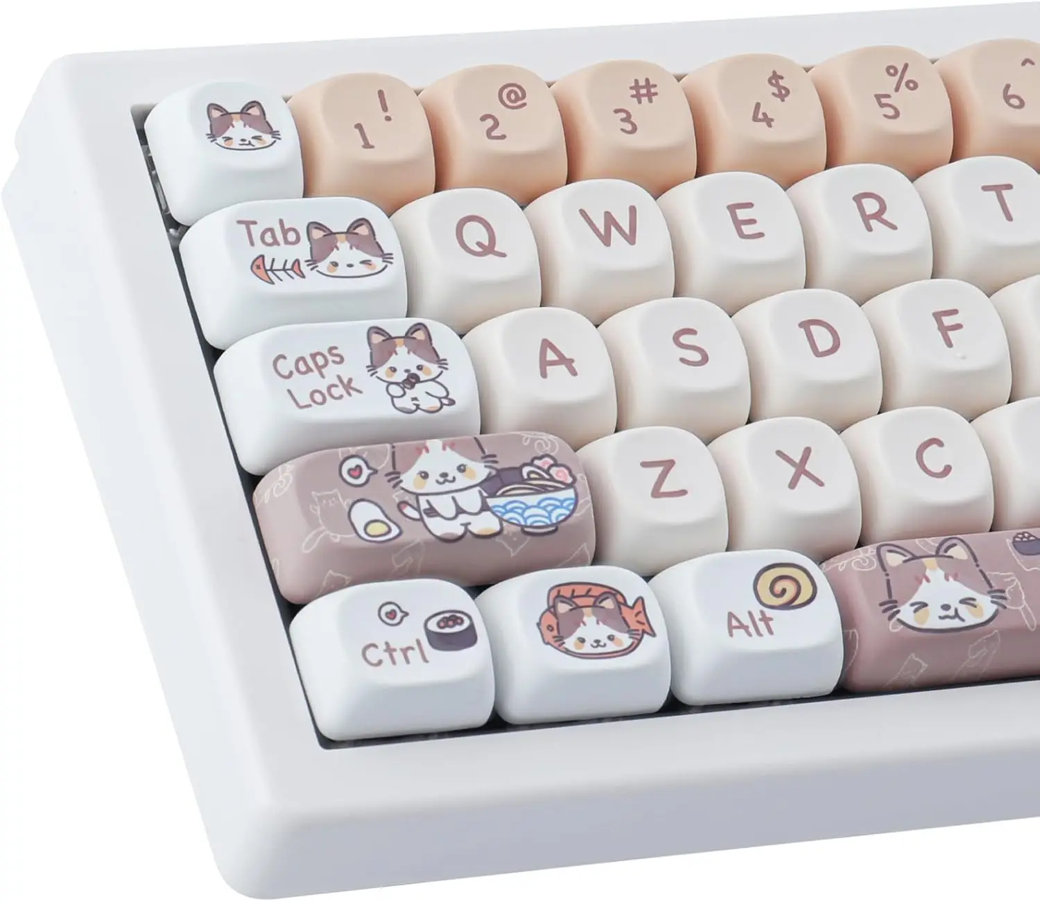 PBT Keycaps 143 Keys Cute Cat Keycaps Set MOA Profile Custom Keycaps for Cherry Gateron MX Swithes Mechanical Keyboards