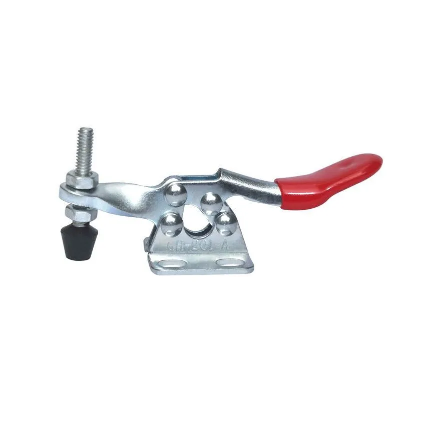 4pcs 201A Red Horizontal Toggle Clamp Quick-Release Set 27KG Vertical Toggle Clamp Hand Clip Tool with Rubber Cap
