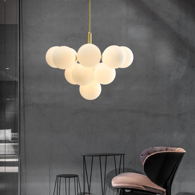 Nordic Glass Pendant Lamp, All Copper Ball, Varanda, Sala de jantar, Quarto, Design minimalista, Sala de estar criativa Arte