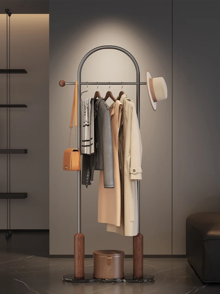 

Italian high-end stainless steel coat rack floor-to-ceiling hanger modern home bedroom light luxury vertical storage hanger