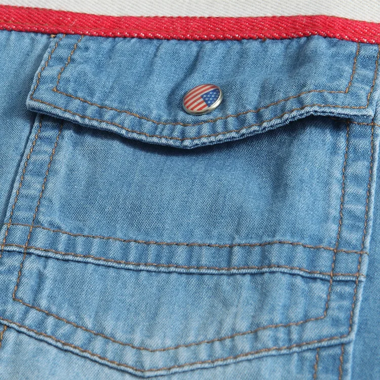 2021 Zomer Nieuw Heren Denim Shirt Vlag Shirt Heren Korte Mouwen Shirt