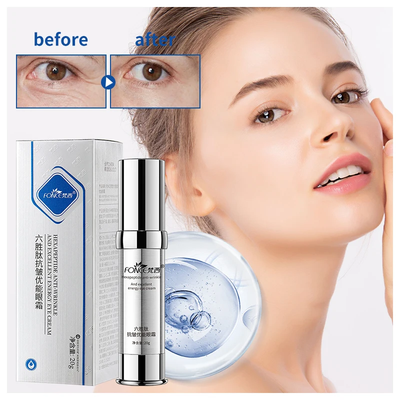 FONCE Hexapeptide Eye Cream Anti-Wrinkle Anti-Age Remove Dark Circles Eye Care Against Puffiness And Bags Hydrate Eye Care Cream