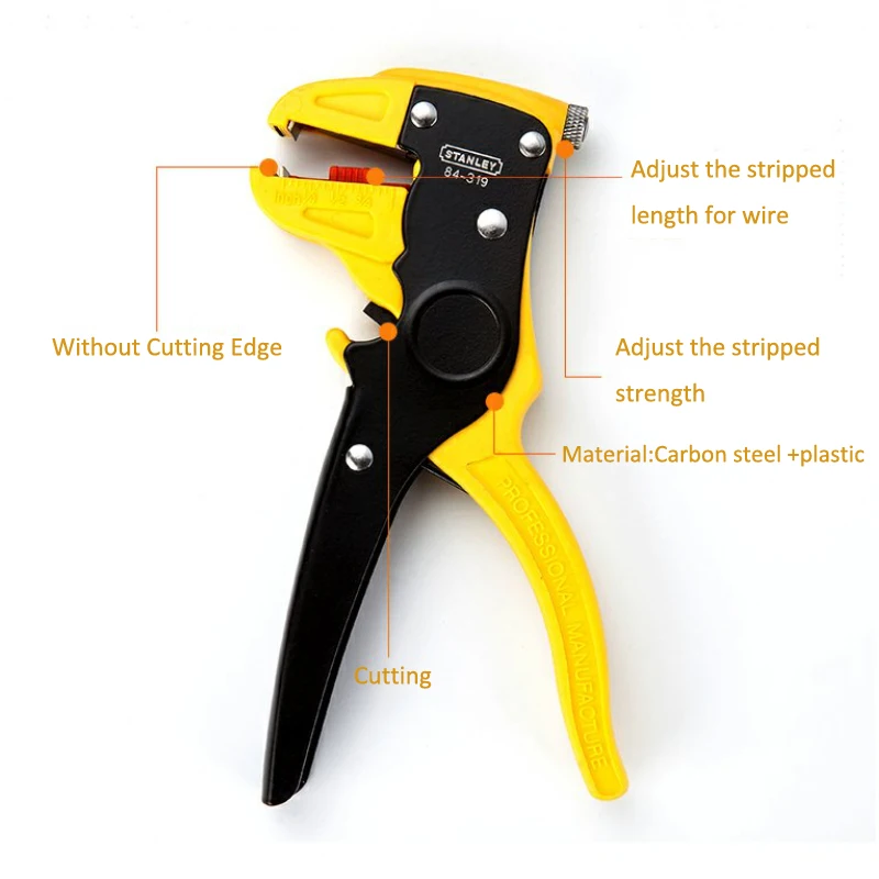 Stanley 2In1 Φ0.2-6mm Professional Stripper Self-adjusting Cable Tools Stripping Pliers Electrician PVC Wire Cutter Cutting Side