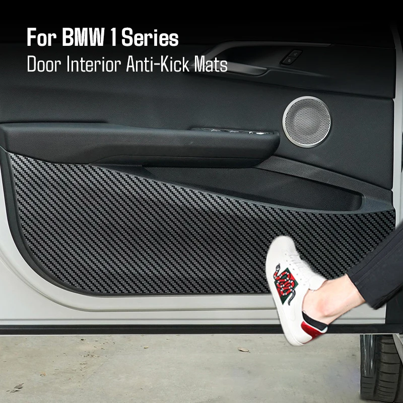 4Pcs For BMW 1 Series F20 F21 F52 F40 2017-2023 Car Door Anti Kick Pads Carbon Fiber Leather Door Sill Plate Protection Sticker