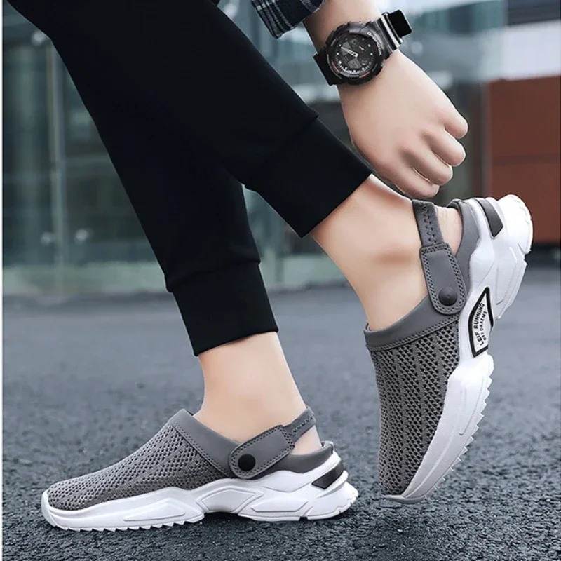 Men Summer Sandals Platform Sandals Designer Mesh Mules Breathable Padded Beach Slippers  Slip on Lightweight Men Sneakers