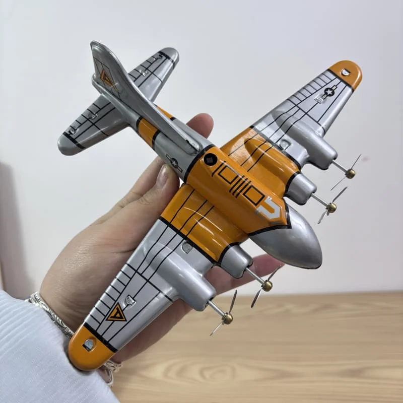[Drôle] Collection adulte rétro liquidation jouet métal étain vol forteresse bombardier hélice avion horloge jouet modèle Vintage jouet cadeau
