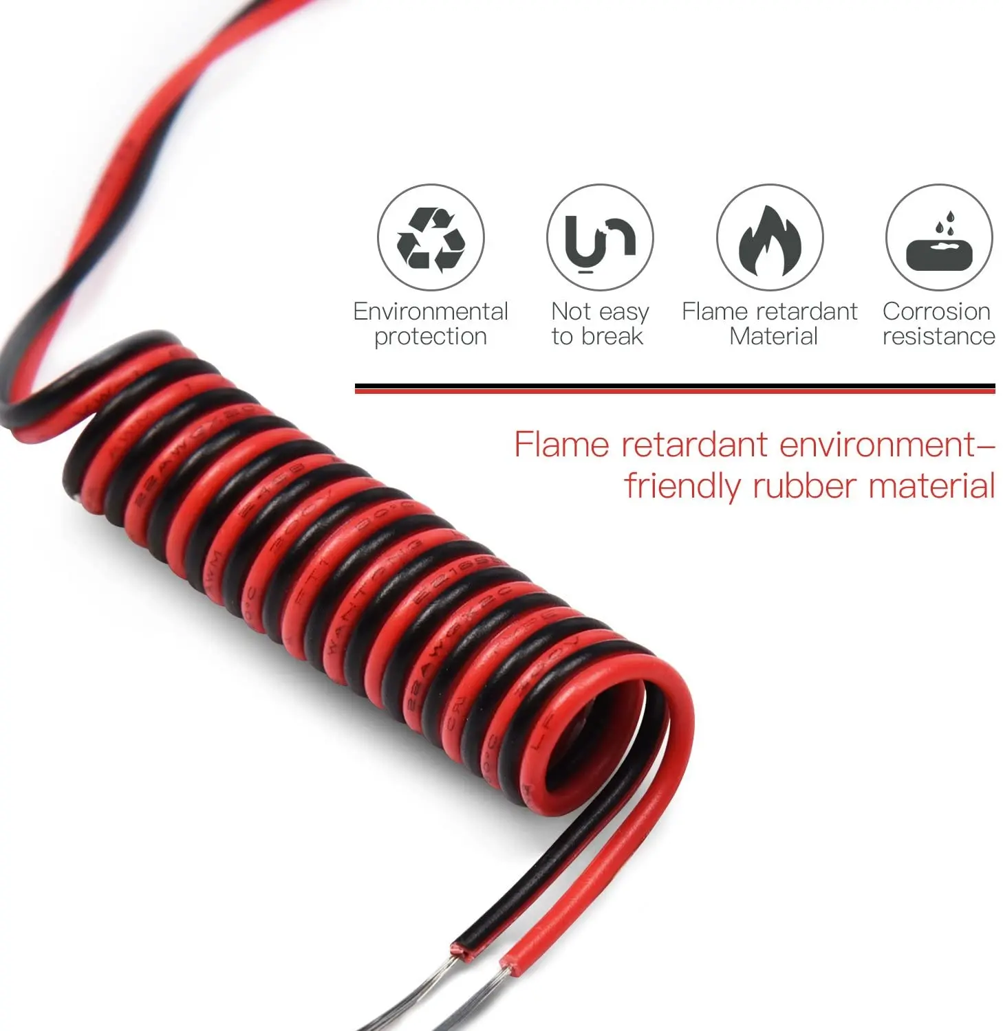 2Pin Conductive Wire Extension Cable Cord 10M 50M 100M 22AWG Red Black 2 Wire Stranded 12V Tinned Copper For Led Strips Light