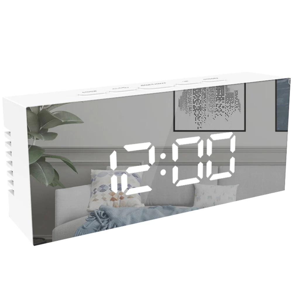 

LED Digital Clock Compact Alarm Large Screen Home Wall Brightness Adjustable Nap Function Operated Clock