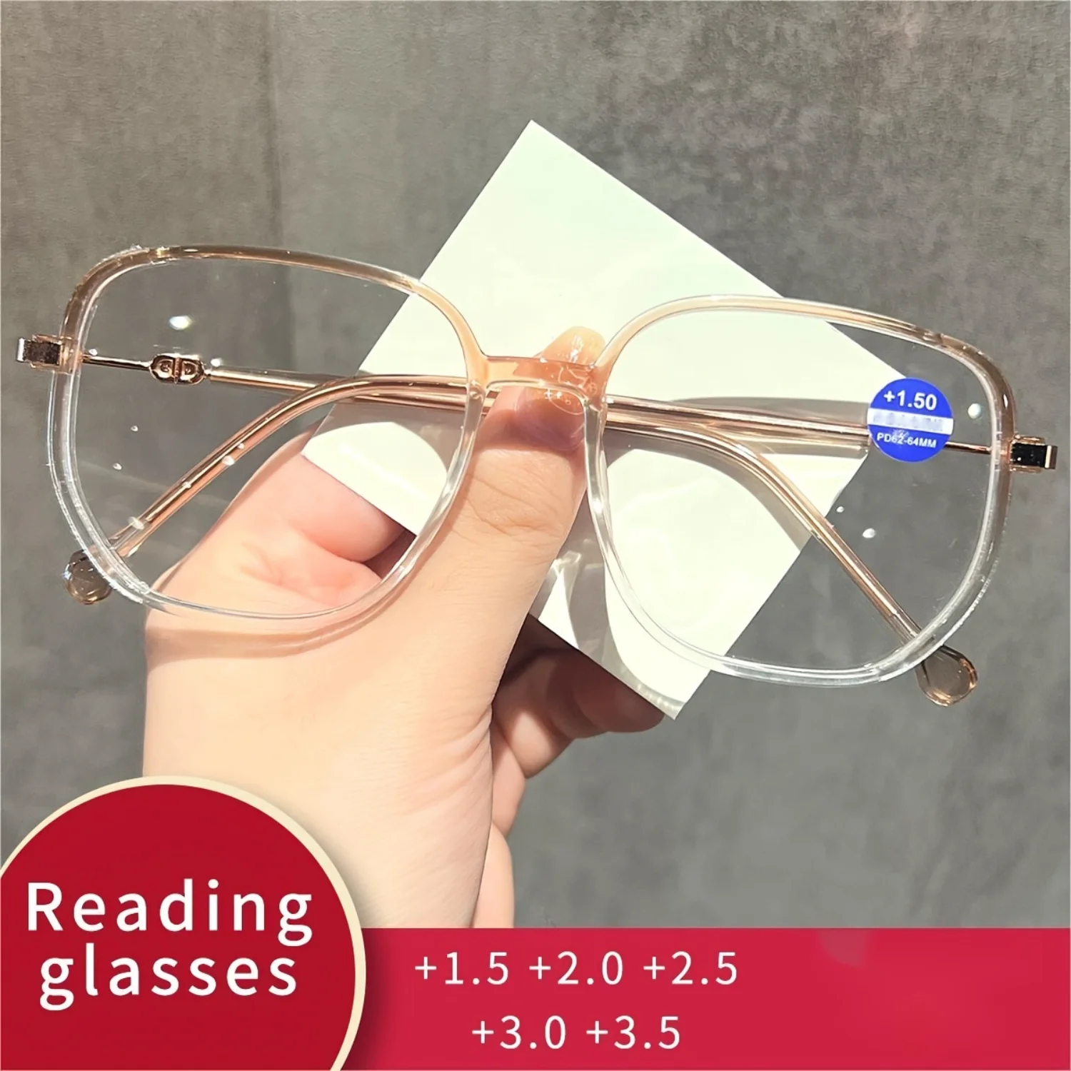 Elegant and Stylish Womens Square Reading Glasses with Full-Rim PC Frame, Presbyopia Correction from +1.0 to +4.0, Computer Com