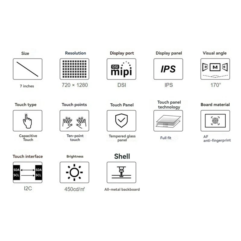 7 Inch DSI/MIPI LCD Touch Screen Display 720×1280 For Raspberry Pi/ESP32-P4/Luckfox Lyra RK3576/RK3506