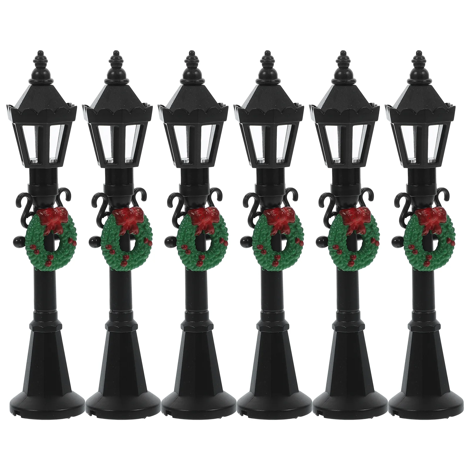 

6 Pcs Christmas Miniature Street Lights Simulation Lamp Fairy Figurines Decorate Plastic Model Child Retro