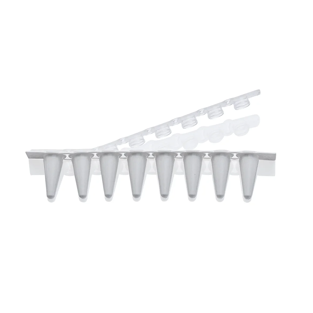 PCR Tubes 0.1ml PCR 8-Centrifuge Tube Strips With Cover Porcelain White Micro Plastic Tube