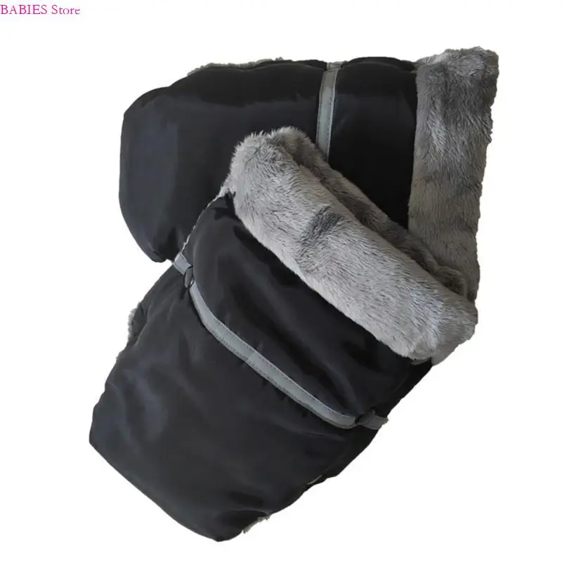 

C9GB Stroller Hand Muff Baby Pushchair Accs Winter Mittens Waterproof Fleece Gloves