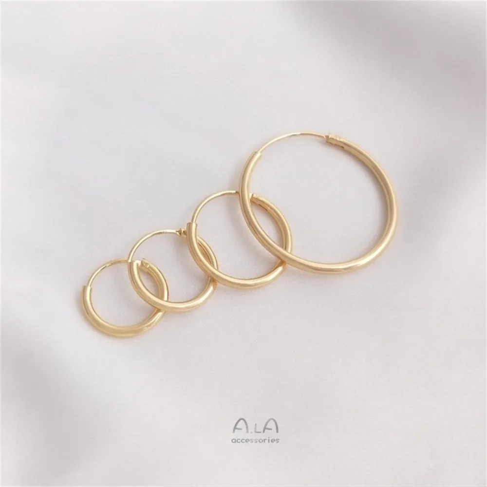 Pendientes de oro envueltos en 14K, pendientes de temperamento europeo americano, círculos finos, hebillas para las orejas, adornos para las orejas hechos a mano Diy