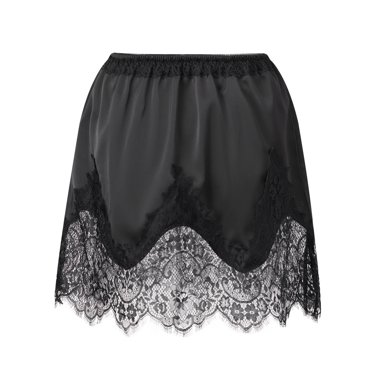 

Женские атласные юбки с кружевными вставками, модные короткие юбки в стиле Y2K для клубов, летние короткие юбки с эластичной талией, юбки-полуслипоны, уличная мода