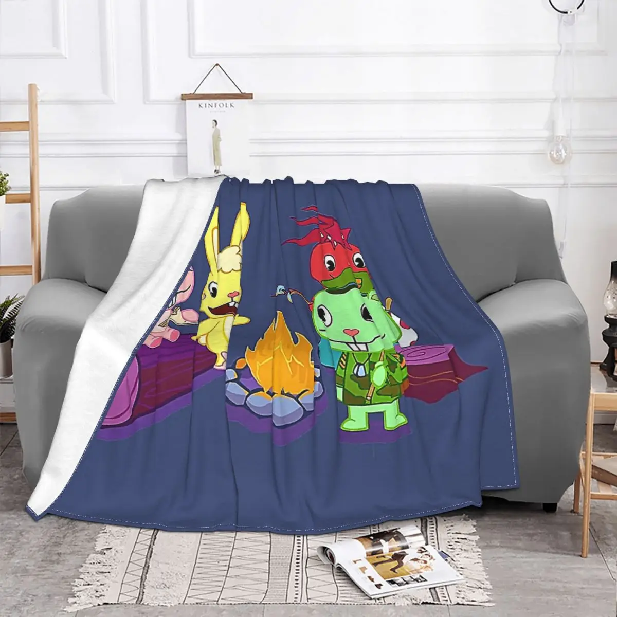 Happy Tree Friends Throw Blanket Ultra-Soft Micro Fleece Blanket Black Flannel Blanket