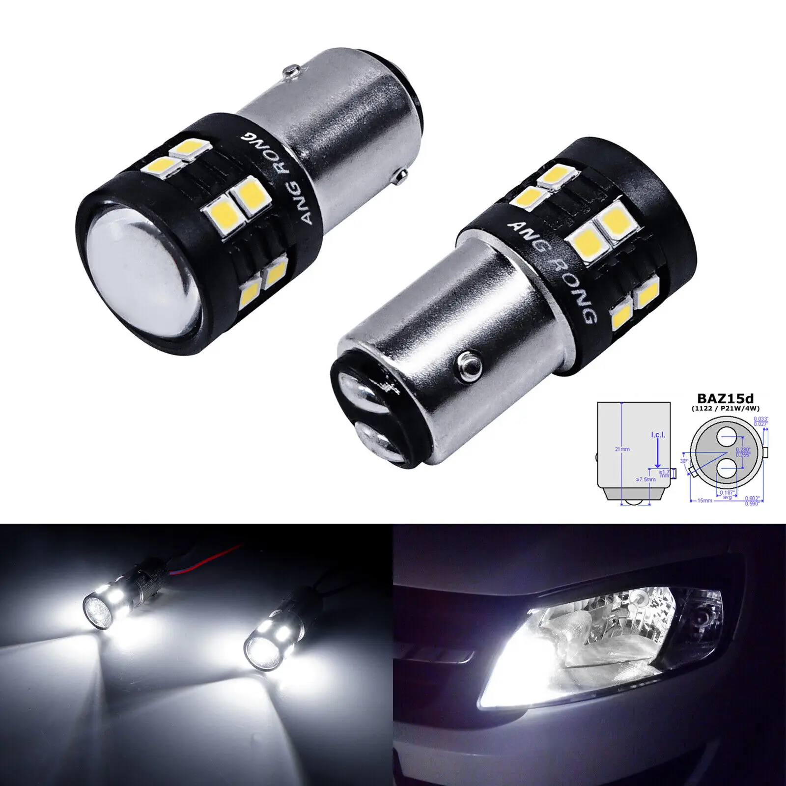 

2x For Ford Focus Mondeo 566 BAZ15d P21/4W 5W LED Indicator Tail Stop Light Bulb