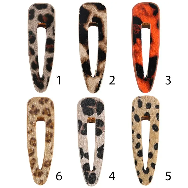 Bohemian Ethnic Retro Leopard Print Hair Clip Womens Faux Leather Duckbill Hairg