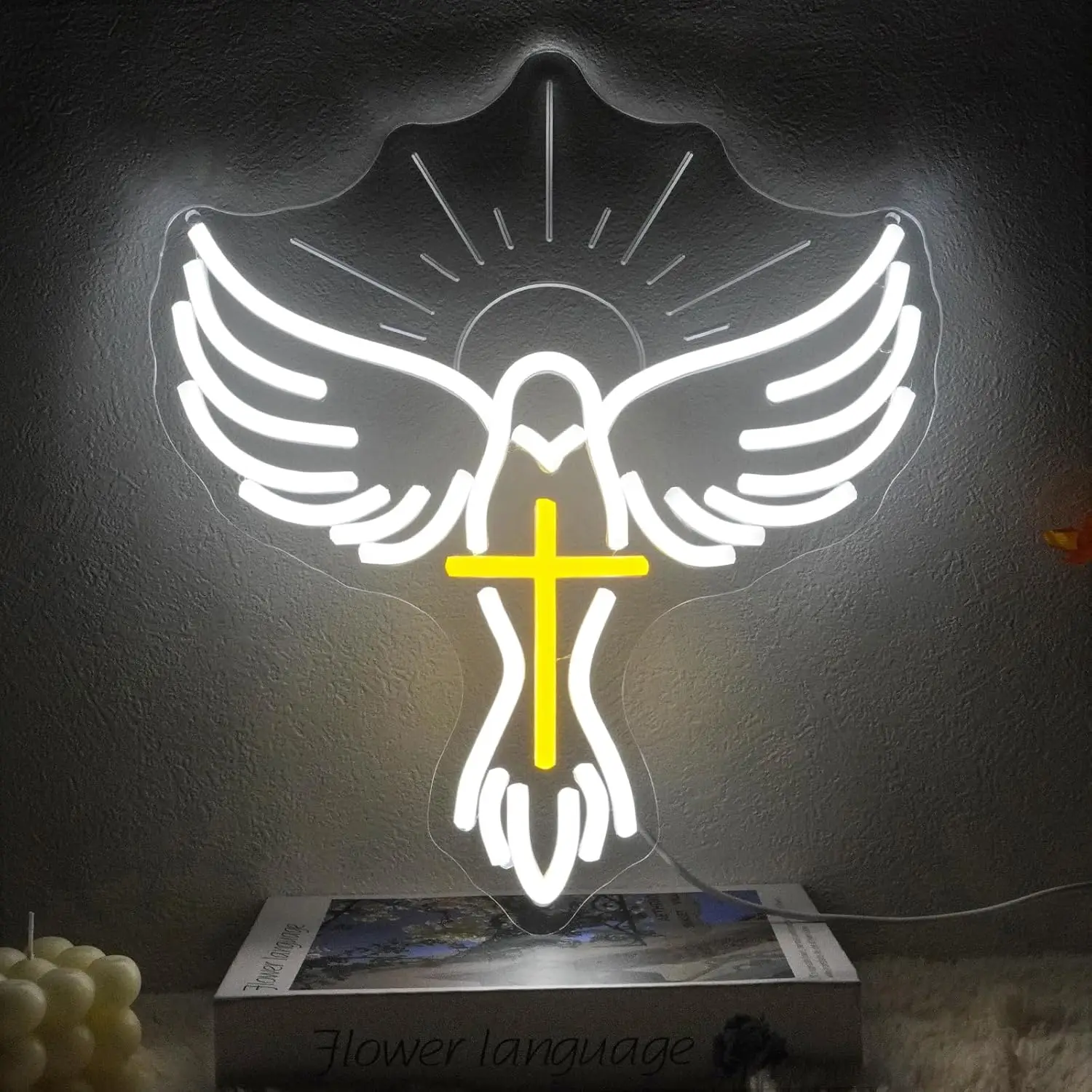 

Dove Cross Neon Sign USB Dimmable LED Neon Light for Church Wedding Home Party Bedroom decorations neon personnalisé Gift