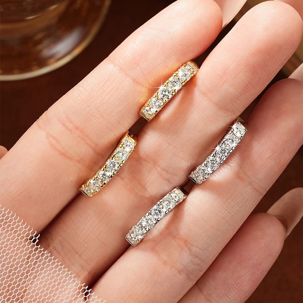 OXTAO 14K Goldfilled Moissanit Creolen für Damen, runder Schliff, Labor-Diamant, U-förmige Ohrringe, Schmuck, 3mm, D-Farbe, zertifiziert – Detail 8