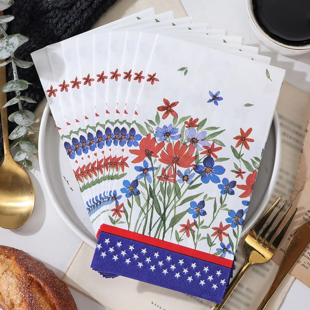 20pcs American Independence Day Paper Napkins Napkin Party Table Setting Paper Cafe Mouth Cloth for Anniversary Celebration