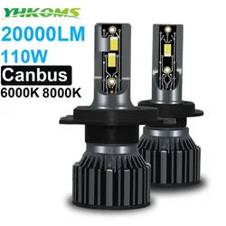 YHKOMS Car LED Headlight H4 LED H7 20000LM H11 LED Lamp for Car Headlight Bulbs H1 H9 9005 9006 HB3 HB4 Fog 12V 6000K 8000K