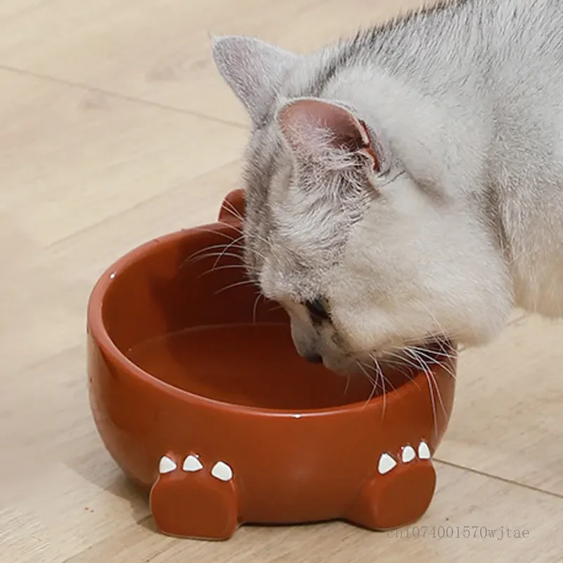 

Керамическая мультяшная посуда в форме динозавра для домашних животных, миска для собак и кошек, защита шейных позвонков, миска для корма для кошек, товары для домашних животных, 1 шт.